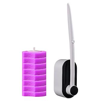 Disposable Toilet Brush Cleaning Tool for Home Bathroom Black 8x Purple Head